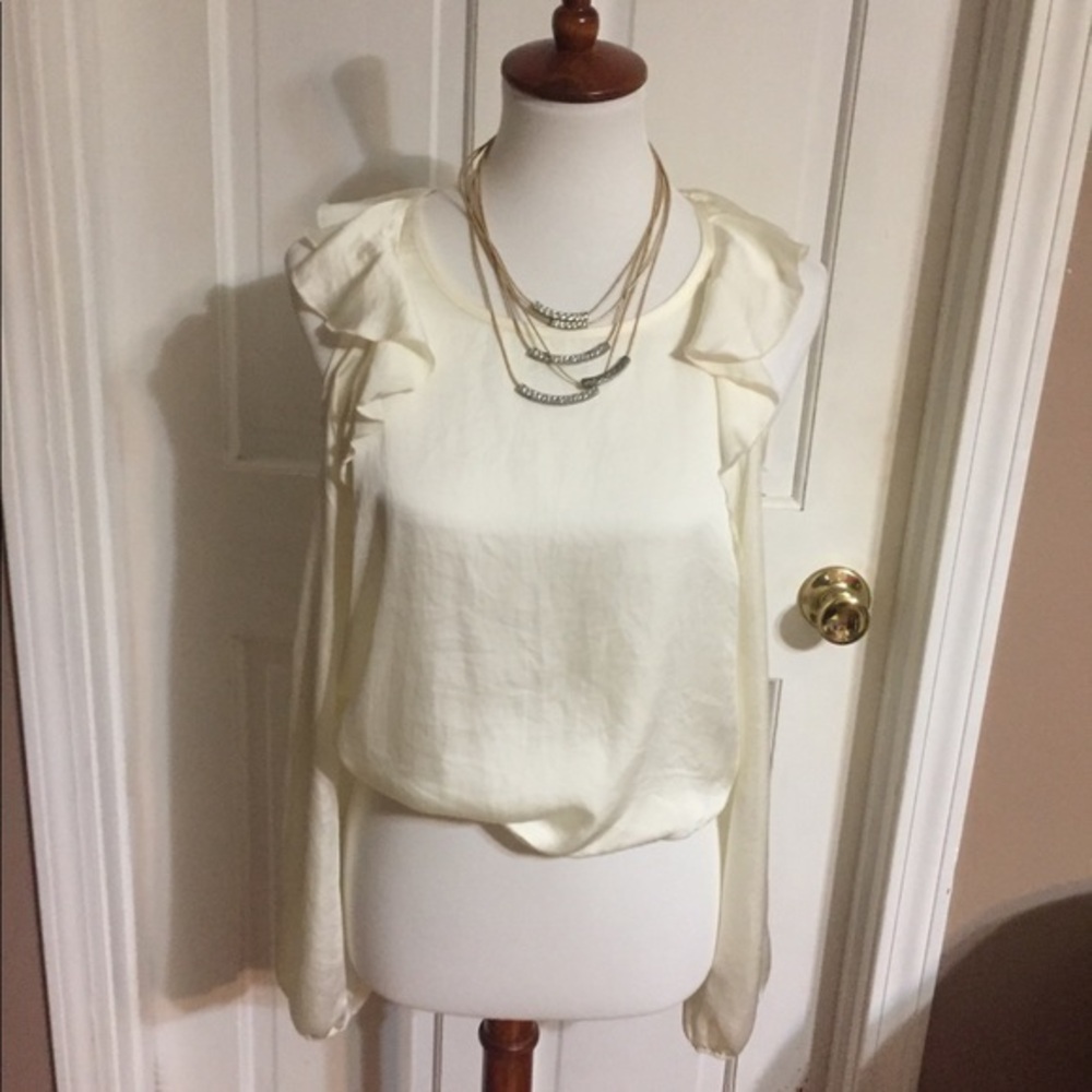 Lavender Field Cream Color Cold Shoulder Shirt